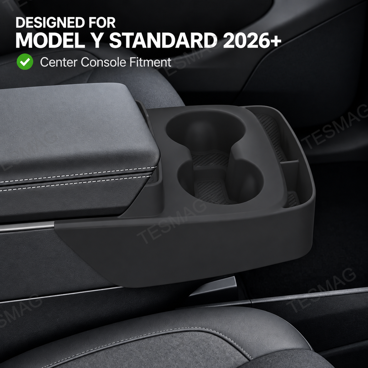 Center Console Silicone Cup Holder Organizer for Tesla Model Y Standard 2026+