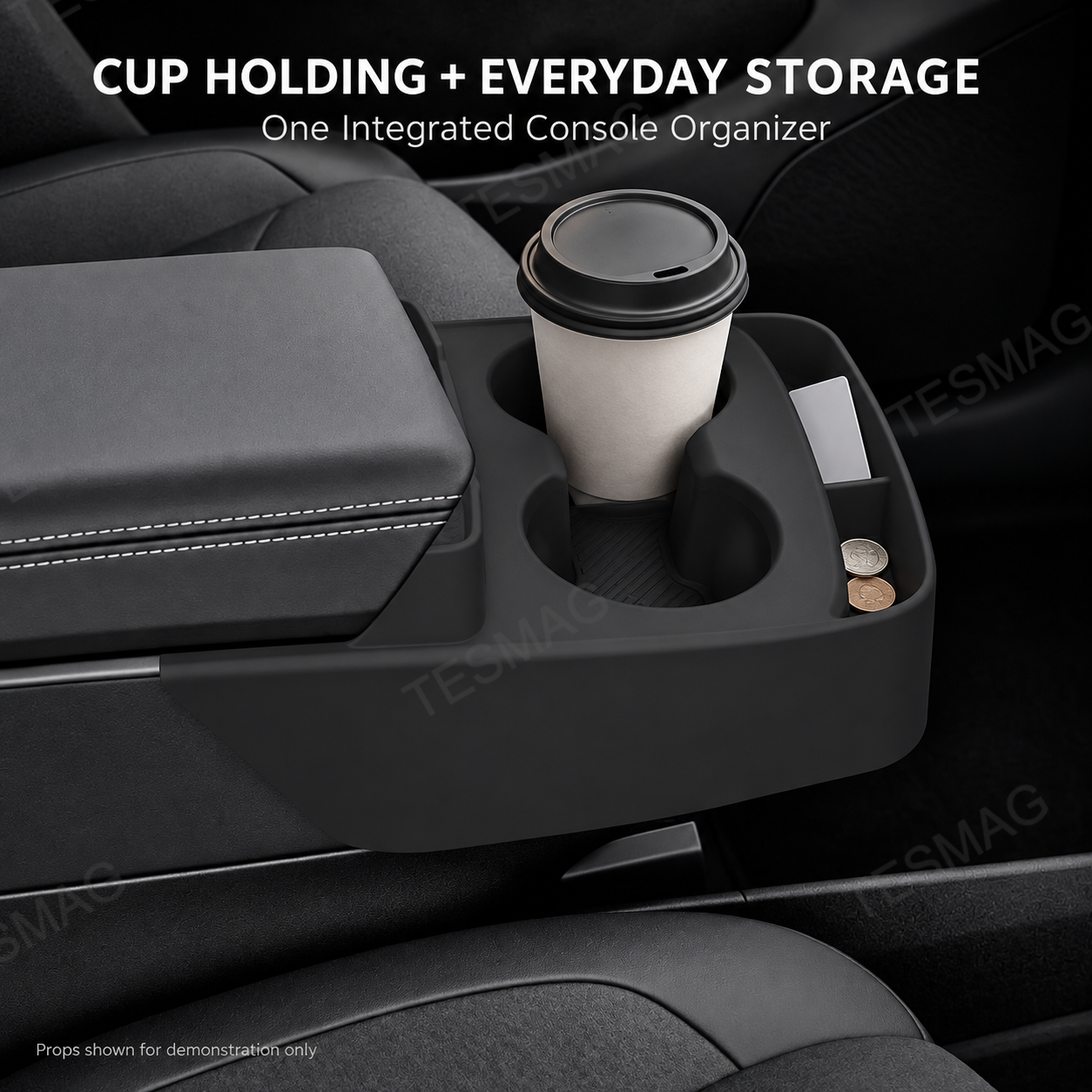 Center Console Silicone Cup Holder Organizer for Tesla Model Y Standard 2026+