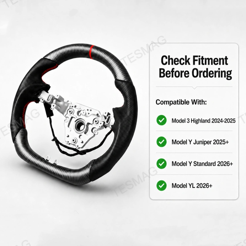 Carbon Fiber Heated Sport Steering Wheel for Tesla Model 3 Highland/ Model Y Juniper