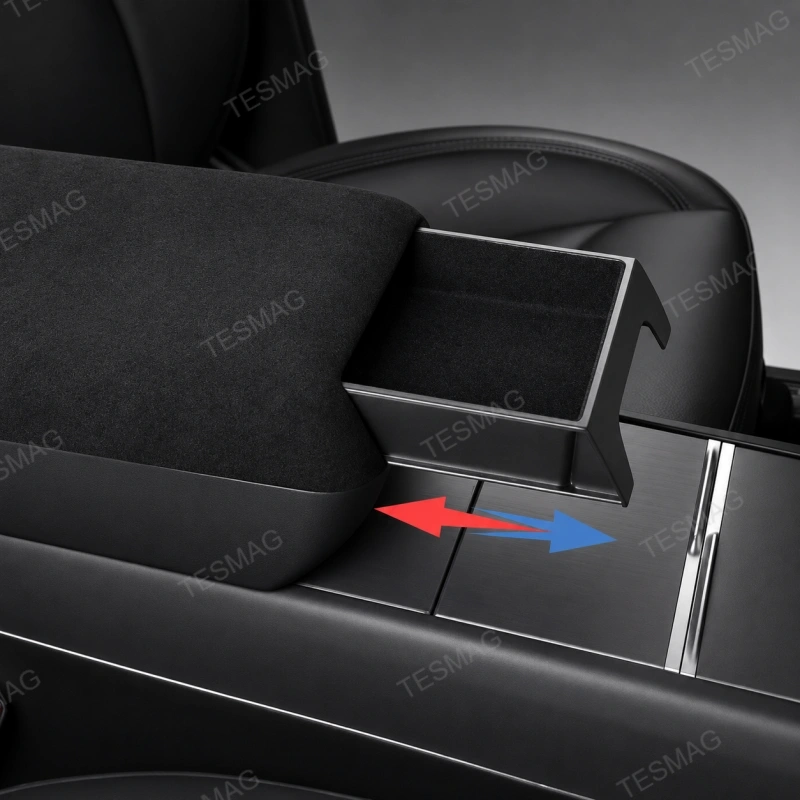 Alcantara Armrest Riser with Hidden Storage for Tesla Model 3 Highland/Model Y Juniper/Model YL