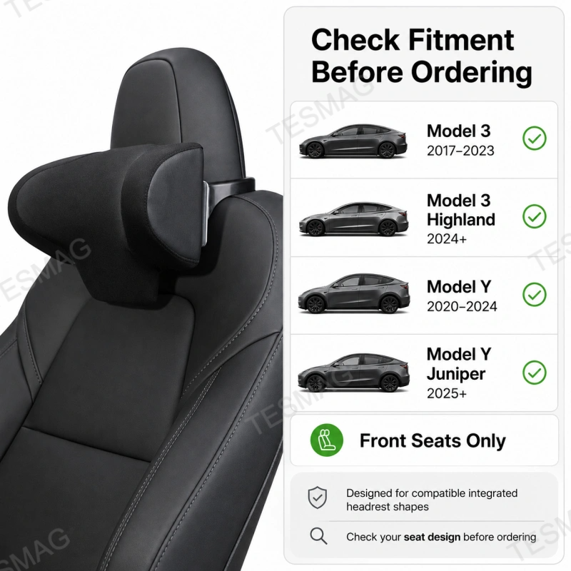 Adjustable Memory Foam Headrest Pillow for Tesla Model 3/Y