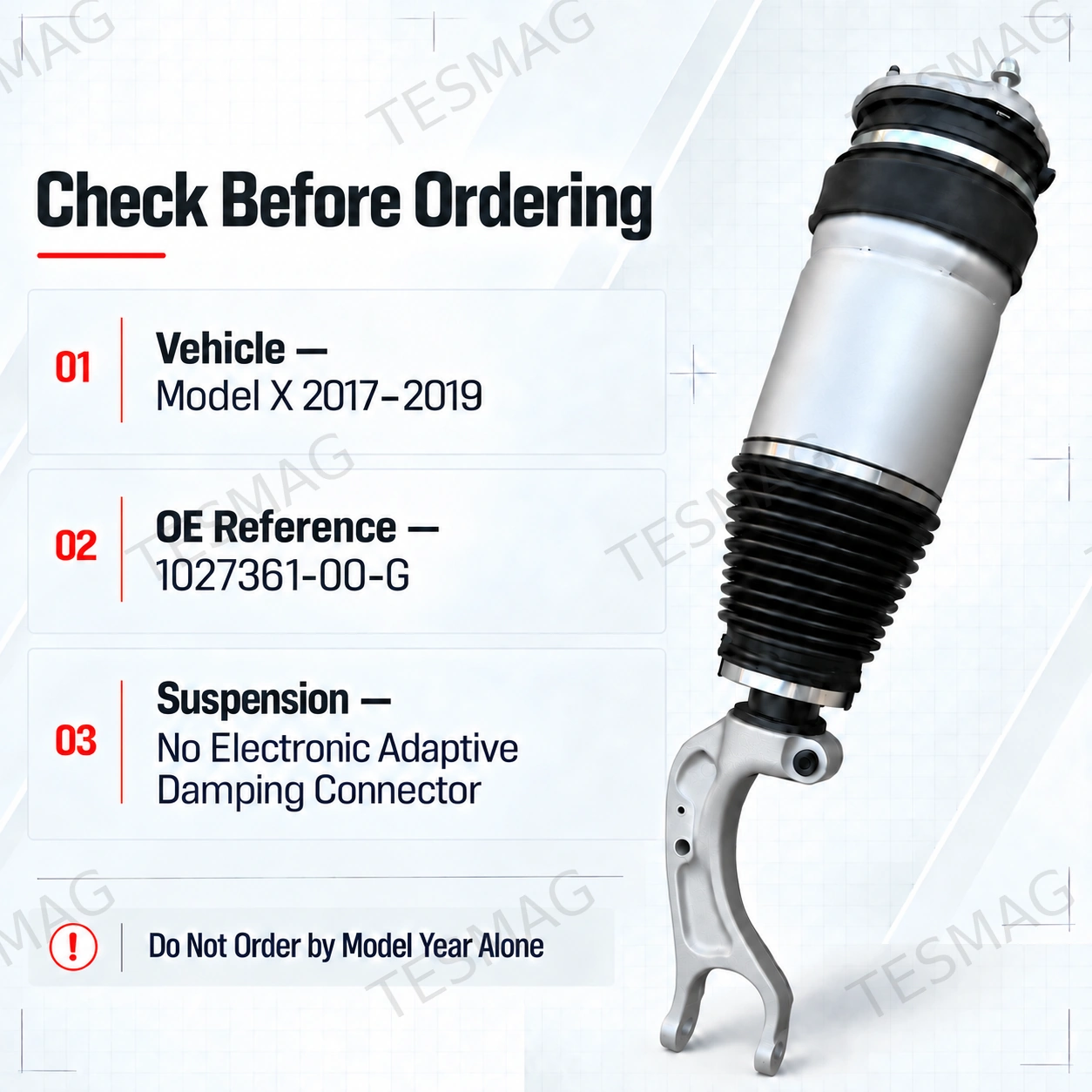 Front Air Suspension Strut Assembly for Tesla Model X 2017–2019 | 1027361-00-G