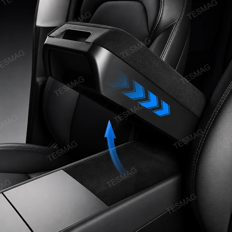 Alcantara Armrest Riser with Hidden Storage for Tesla Model 3 Highland/Model Y Juniper/Model YL