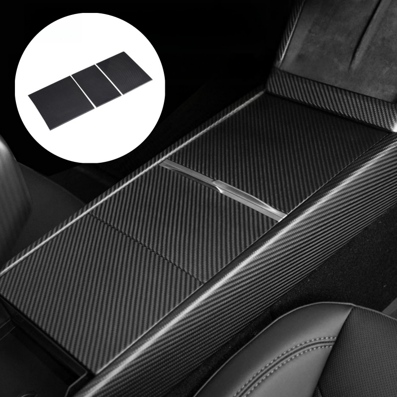 True Carbon Fiber Center Console Overlay for Tesla Model 3 Highland & Model Y Juniper  (3PCS)