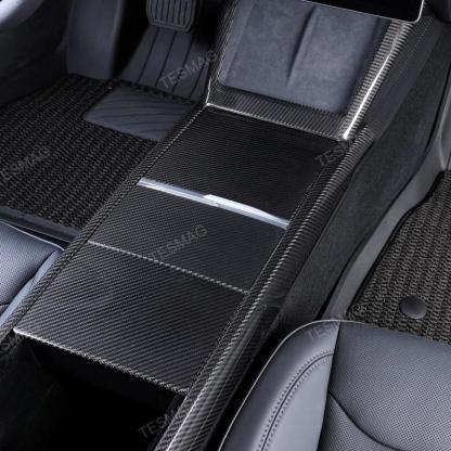 True Carbon Fiber Center Console Overlay for Tesla Model 3 Highland & Model Y Juniper  (3PCS)