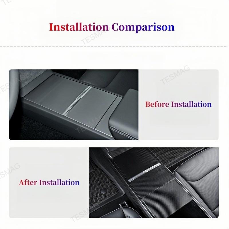 True Carbon Fiber Center Console Overlay for Tesla Model 3 Highland & Model Y Juniper  (3PCS)