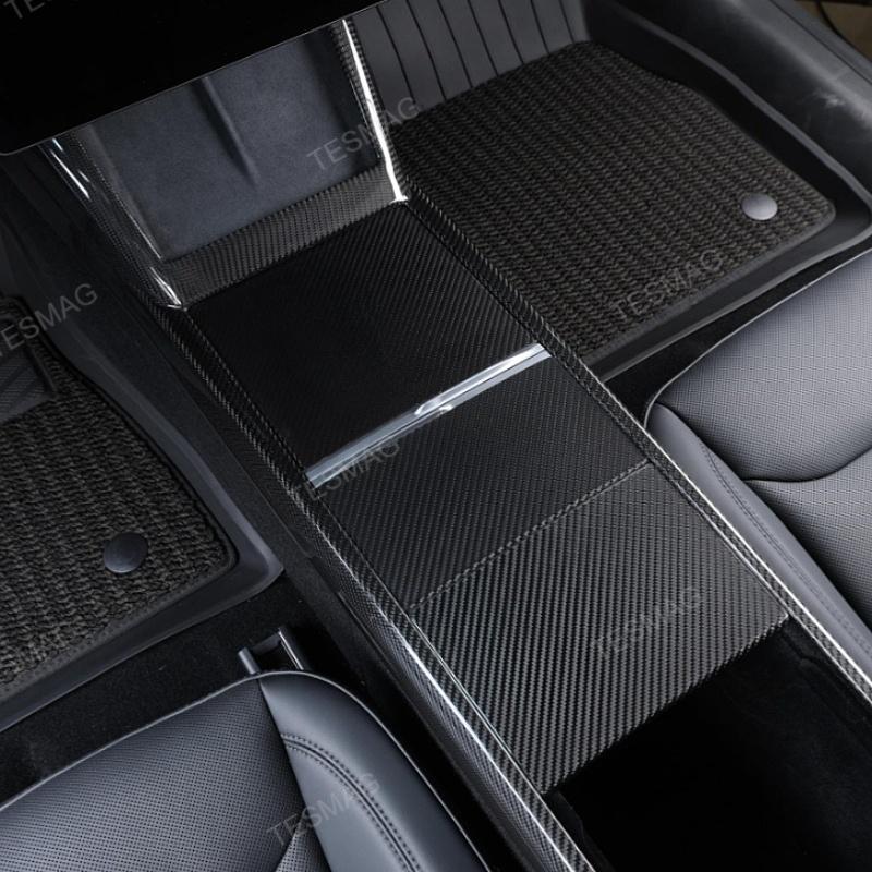 True Carbon Fiber Center Console Overlay for Tesla Model 3 Highland & Model Y Juniper  (3PCS)