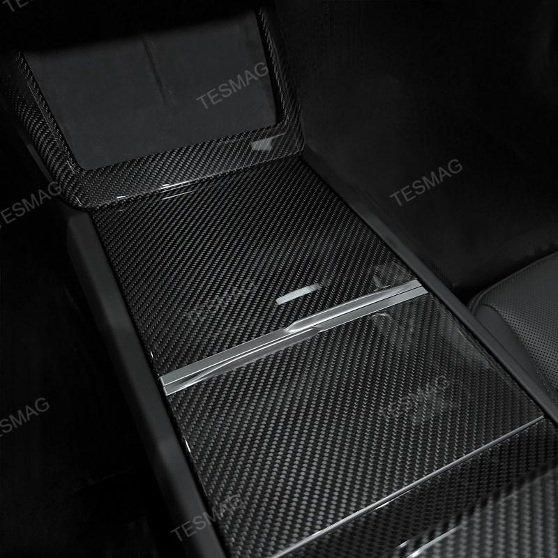 True Carbon Fiber Center Console Overlay for Tesla Model 3 Highland & Model Y Juniper  (3PCS)