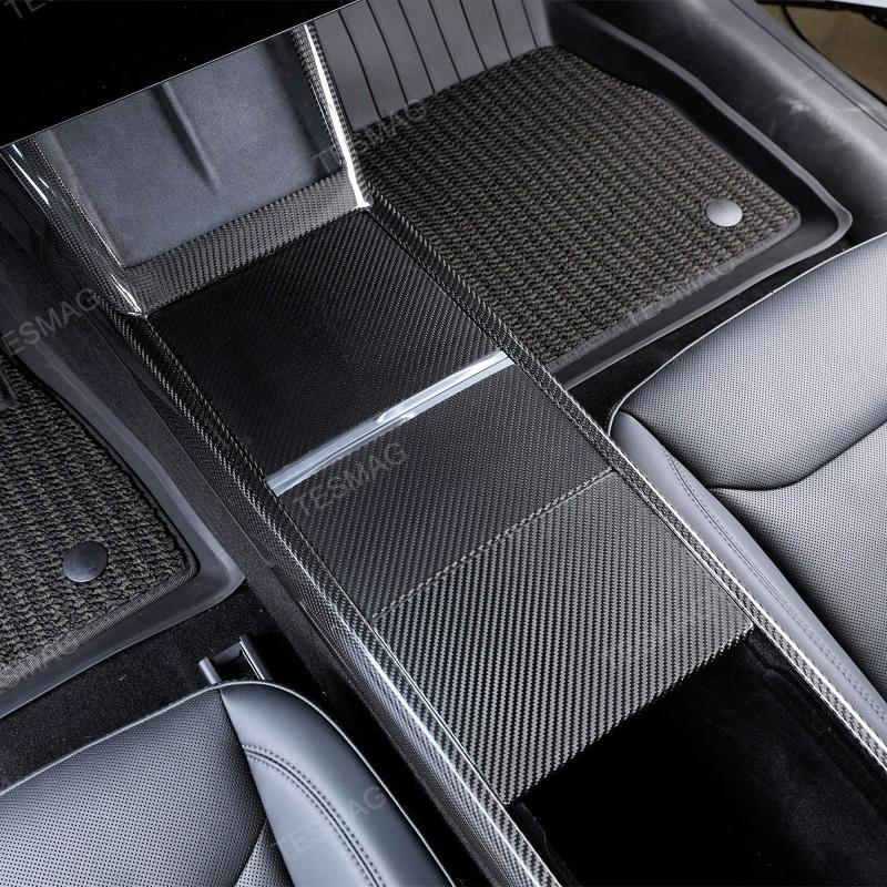 True Carbon Fiber Center Console Overlay for Tesla Model 3 Highland & Model Y Juniper  (3PCS)