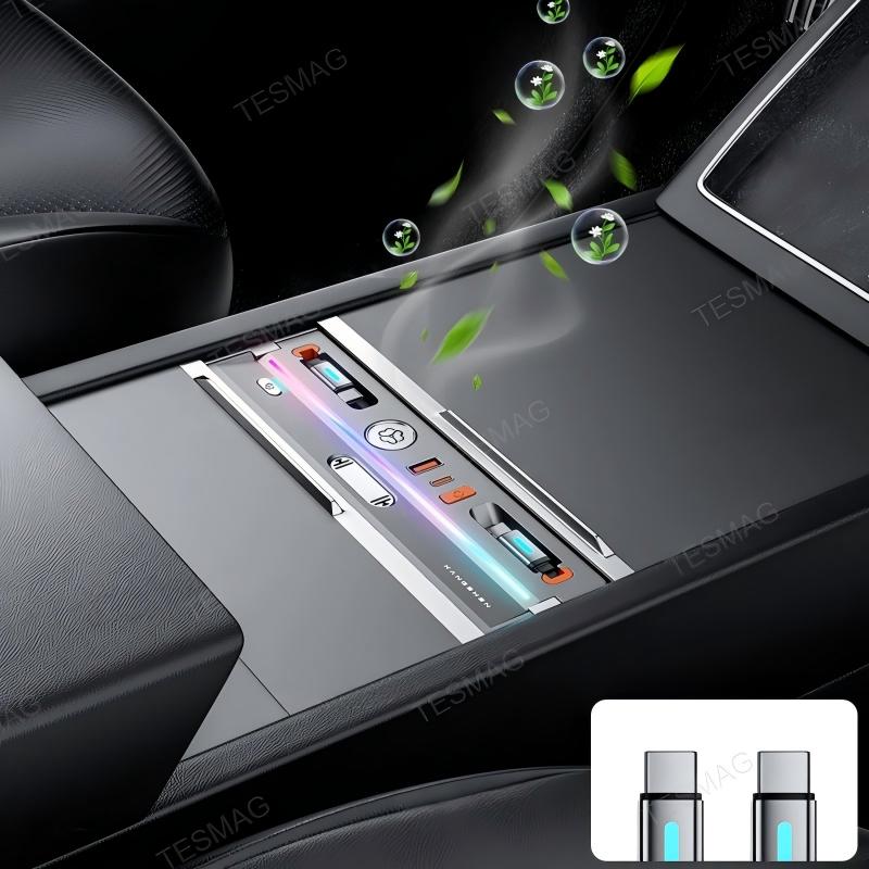 USB Hub Docking Station with Aromatherapy & LED Light for Tesla Model 3 Highland /Model Y Juniper