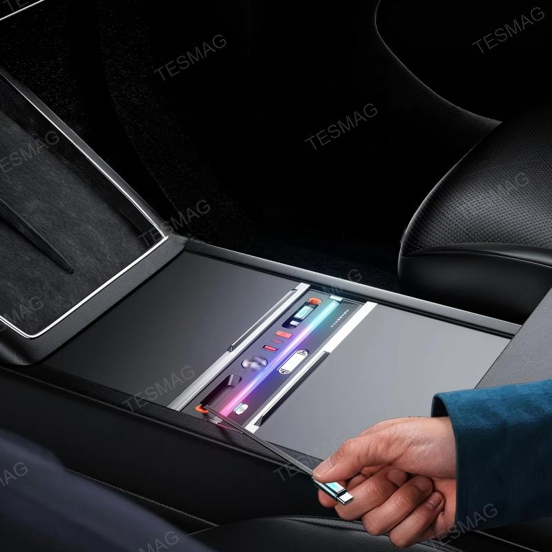 USB Hub Docking Station with Aromatherapy & LED Light for Tesla Model 3 Highland /Model Y Juniper