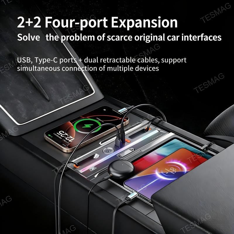 USB Hub Docking Station with Aromatherapy & LED Light for Tesla Model 3 Highland /Model Y Juniper