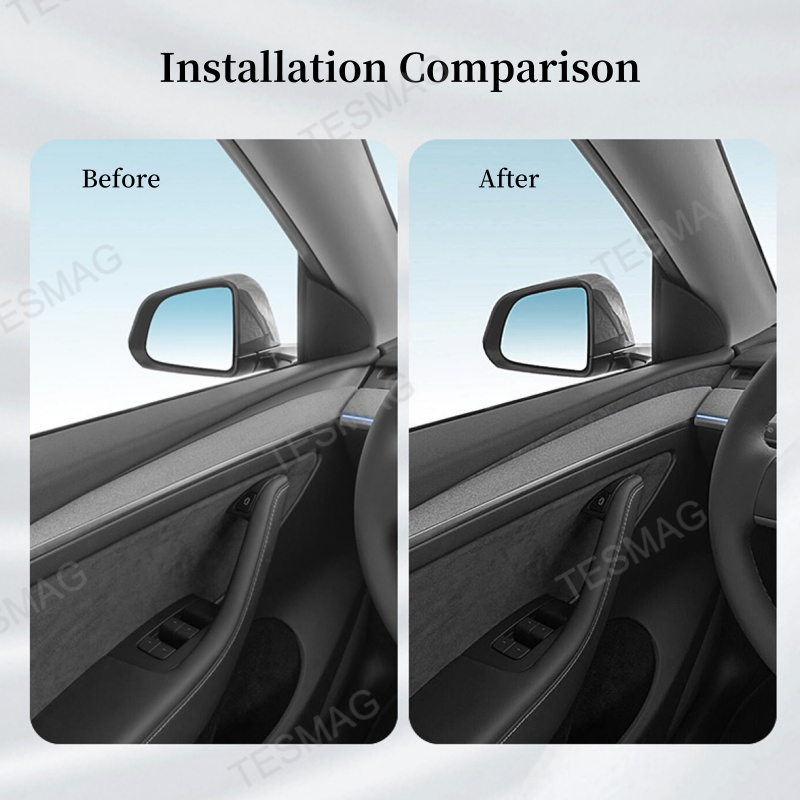 Ultra-Thin Alcantara Door Gap Trim for Tesla Model 3/Y