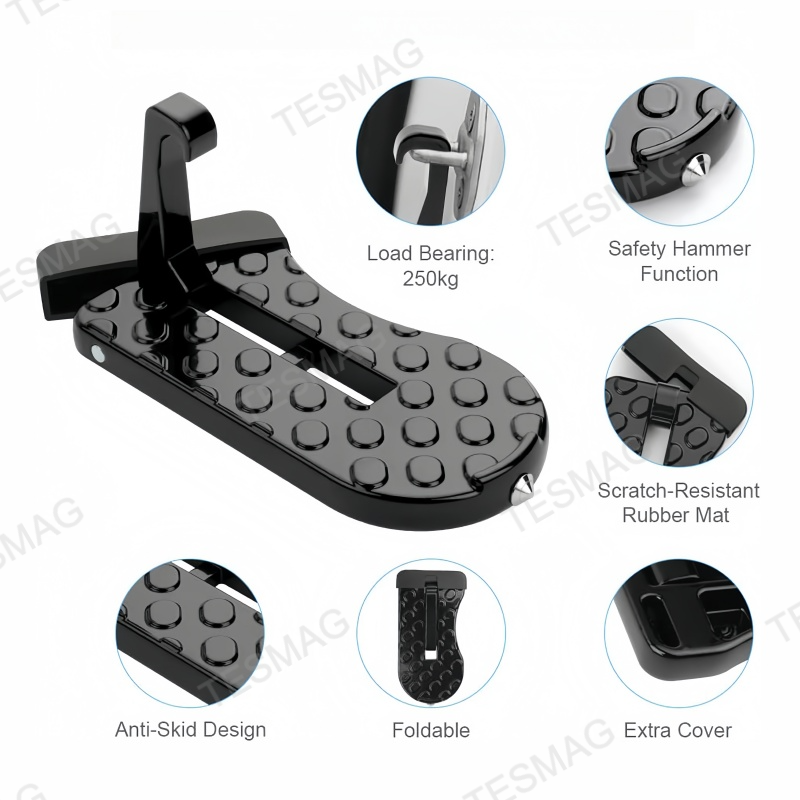 Universal Foldable Car Door Step With Emergency Hammer Function