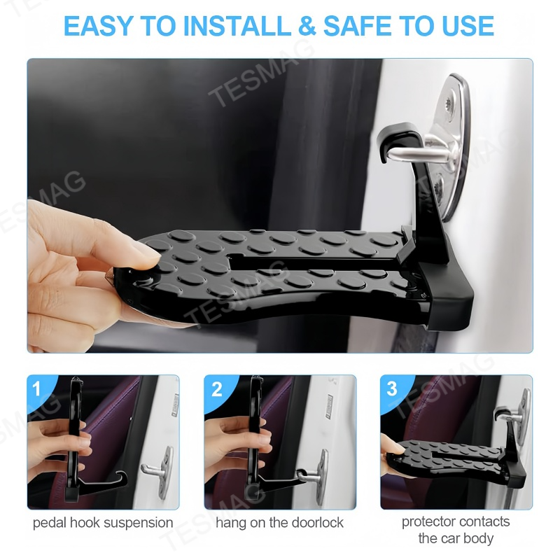 Universal Foldable Car Door Step With Emergency Hammer Function