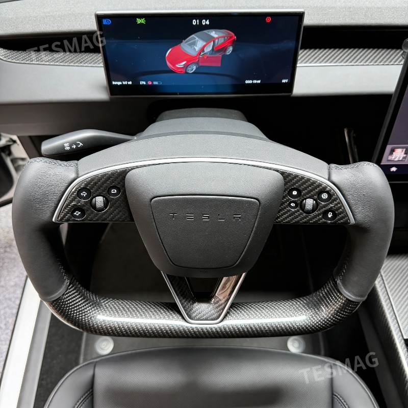 Upgrade Carbon Fiber Heated Yoke Steering Wheel for Tesla Model Y Juniper 2026+