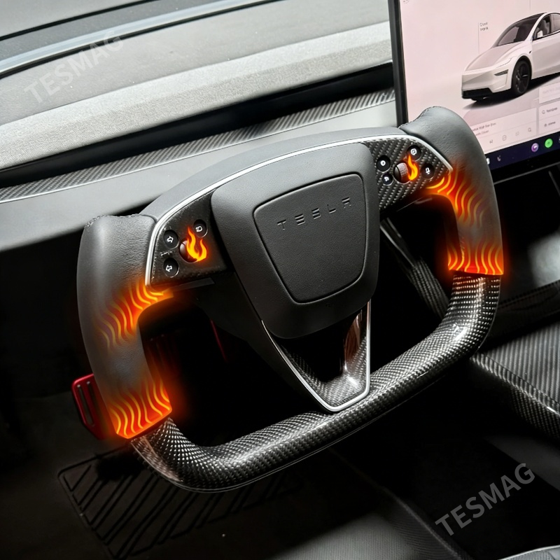 Upgrade Carbon Fiber Heated Yoke Steering Wheel for Tesla Model Y Juniper 2026+
