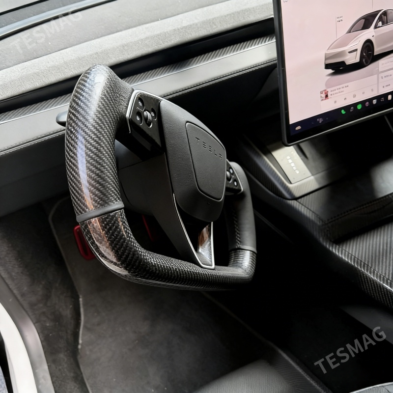 Upgrade Carbon Fiber Heated Yoke Steering Wheel for Tesla Model Y Juniper 2026+