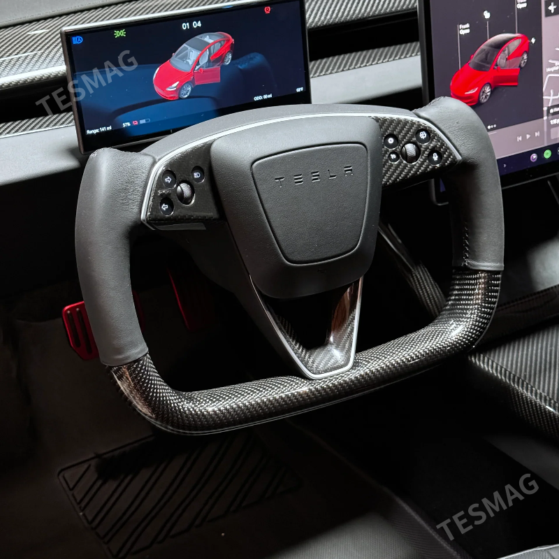 Upgrade Carbon Fiber Heated Yoke Steering Wheel for Tesla Model Y Juniper 2026+