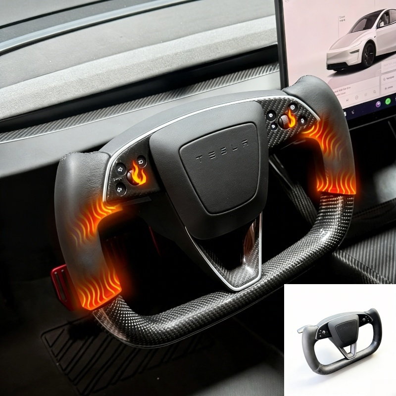 Upgrade Carbon Fiber Heated Yoke Steering Wheel for Tesla Model Y Juniper / Model YL
