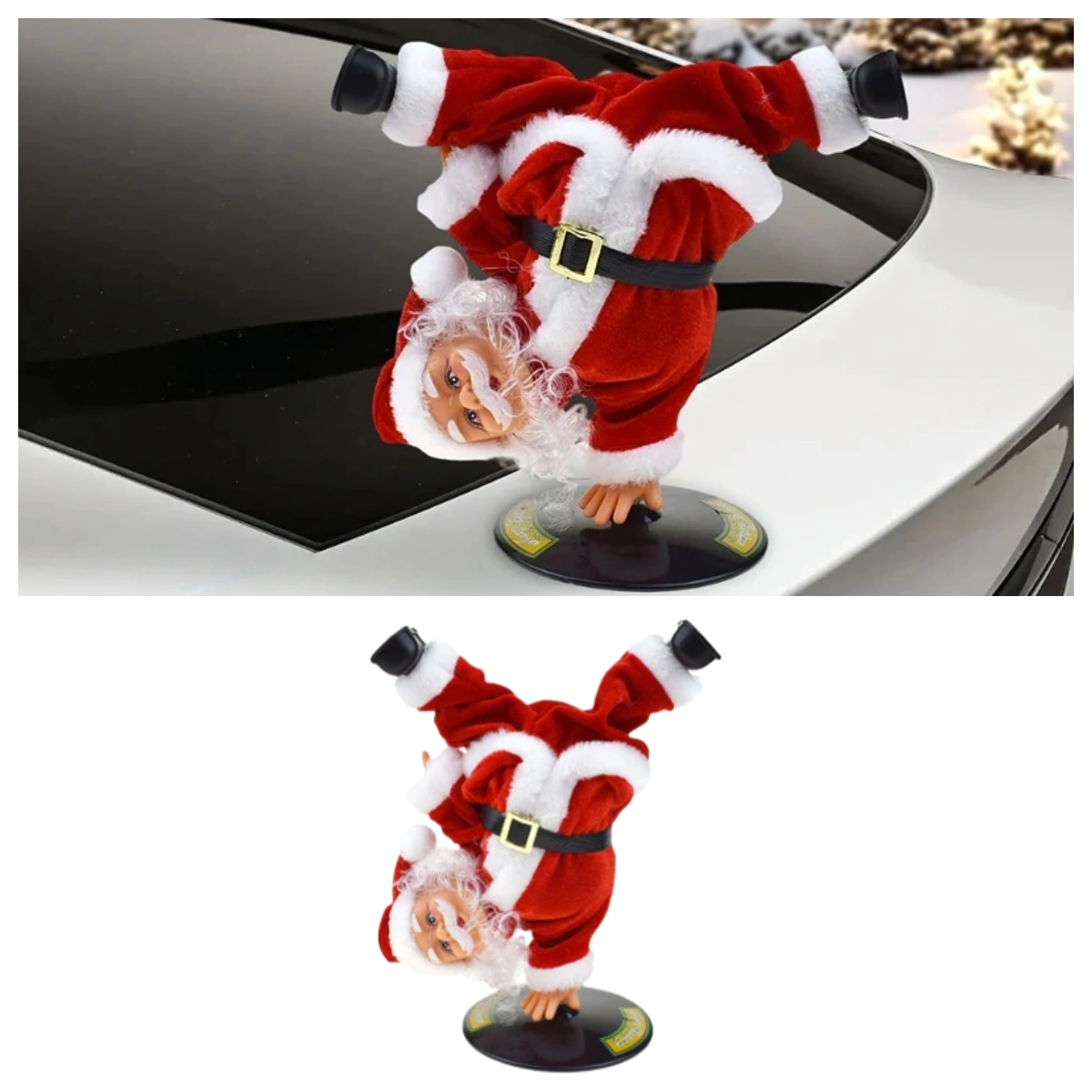 Upside-Down Spinning Breakdance Santa Decoration for Tesla