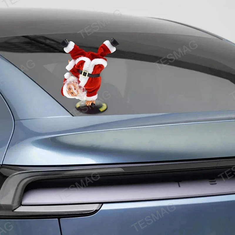 Upside-Down Spinning Breakdance Santa Decoration for Tesla