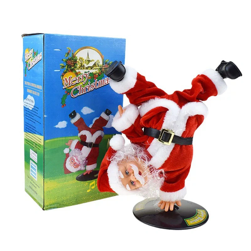 Upside-Down Spinning Breakdance Santa Decoration for Tesla