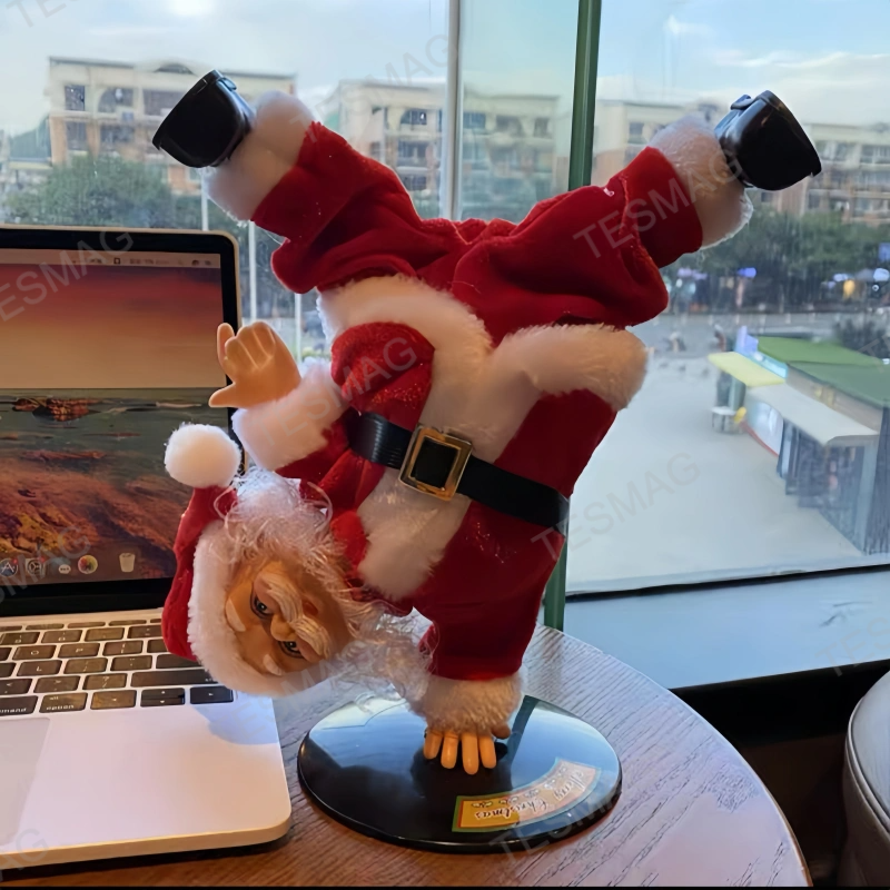 Upside-Down Spinning Breakdance Santa Decoration for Tesla