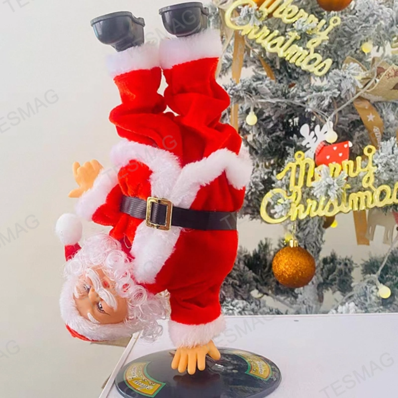Upside-Down Spinning Breakdance Santa Decoration for Tesla