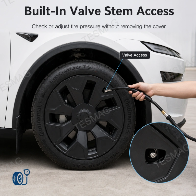 19-Inch Matte Black Wheel Cover Set for Tesla Model Y L 2026+ Machina 2.0