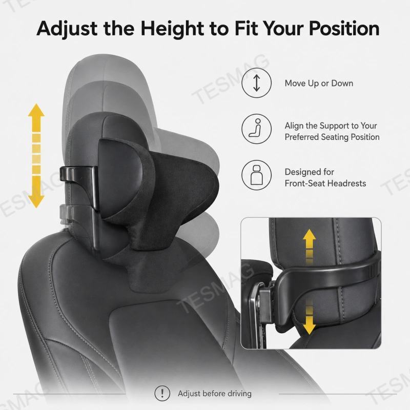 Adjustable Memory Foam Headrest Pillow for Tesla Model 3/Y