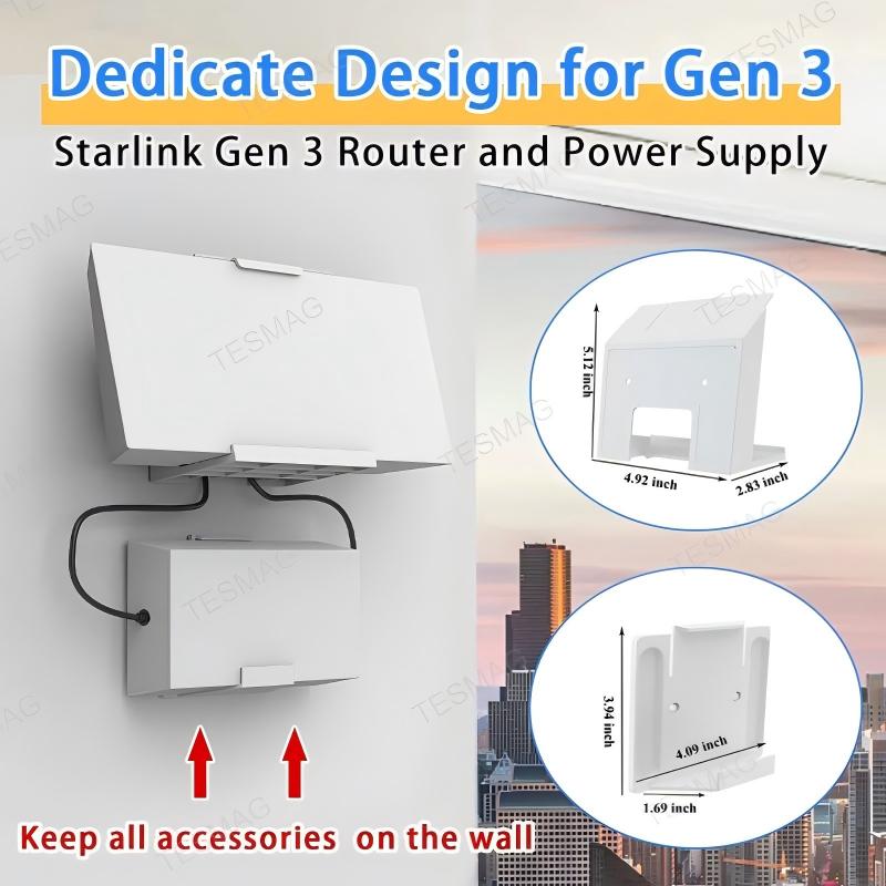 Wall Mount Kit for Starlink Gen 3 Router & Power Supply
