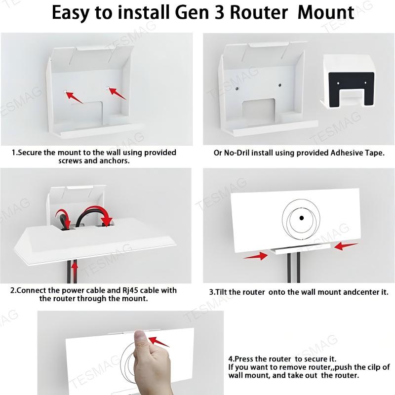 Wall Mount Kit for Starlink Gen 3 Router & Power Supply