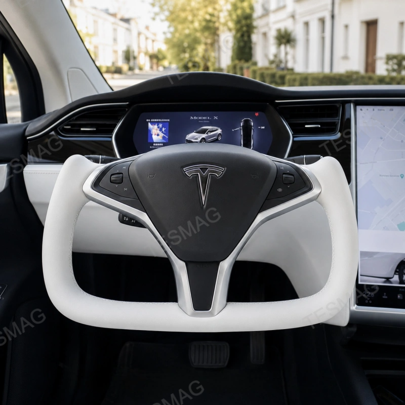 Nappa Leather Heated Yoke Steering Wheel Frame for Tesla Model S X 2014-2020