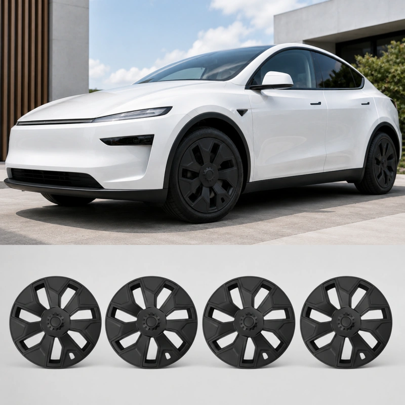 19-Inch Matte Black Wheel Cover Set for Tesla Model Y L 2026+ Machina 2.0