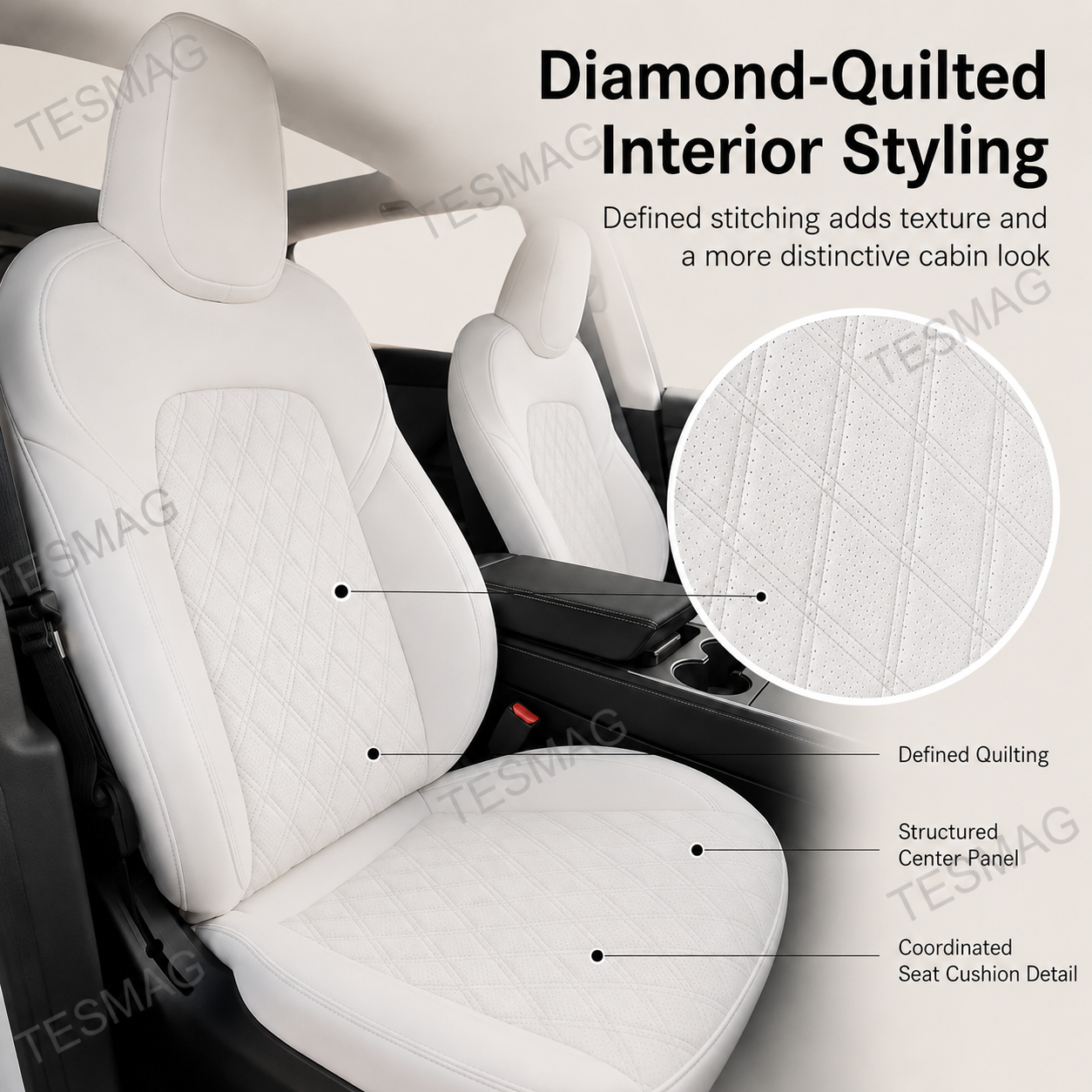 Diamond Quilted Seat Covers for Tesla Model Y Juniper Standard & Premium 5-Seater
