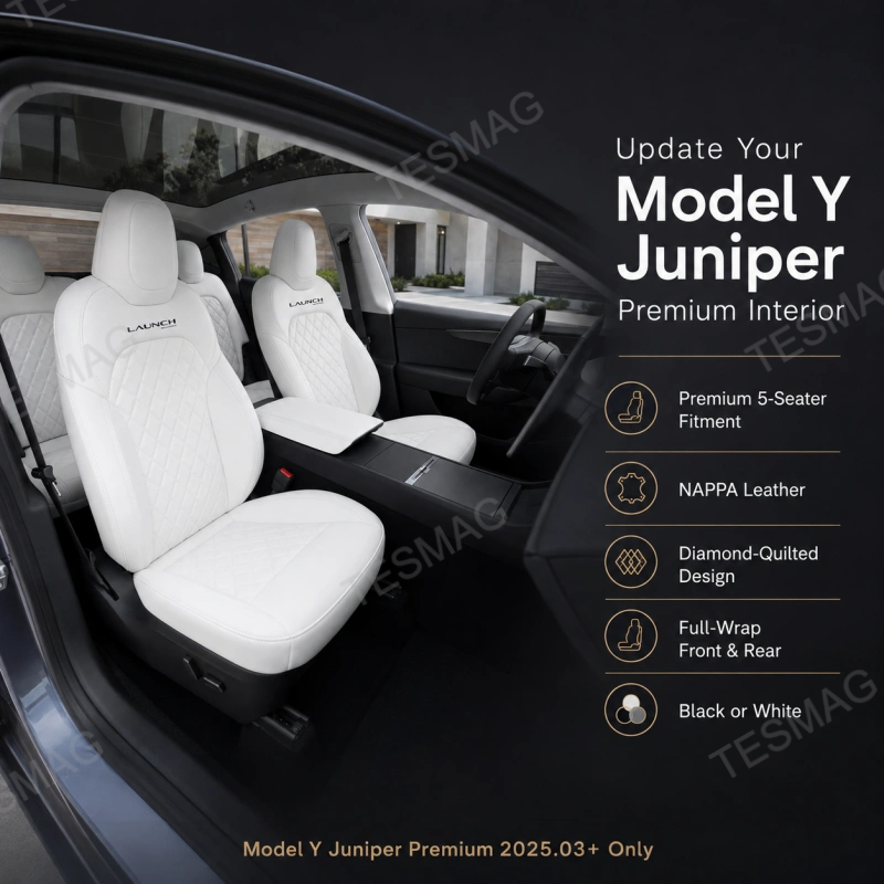 Diamond-Quilted Nappa Leather Seat Covers for Tesla Model Y Juniper Premium 2025.03+