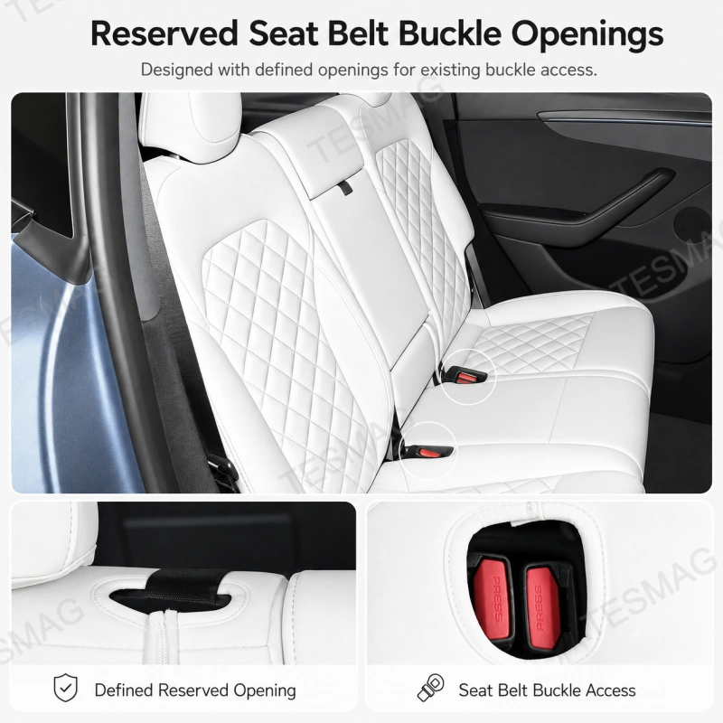 Diamond-Quilted Nappa Leather Seat Covers for Tesla Model Y Juniper Premium 2025.03+