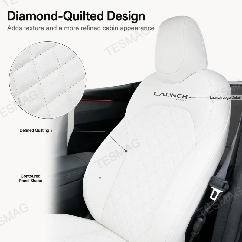 Diamond-Quilted Nappa Leather Seat Covers for Tesla Model Y Juniper Premium 2025.03+
