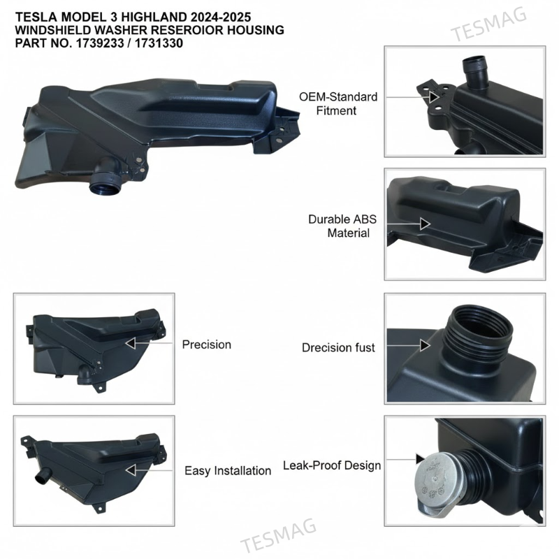 Windshield Washer Fluid Reservoir Housing for Tesla Model 3 2024-2025(1731330-00-F 1739233-00-G)