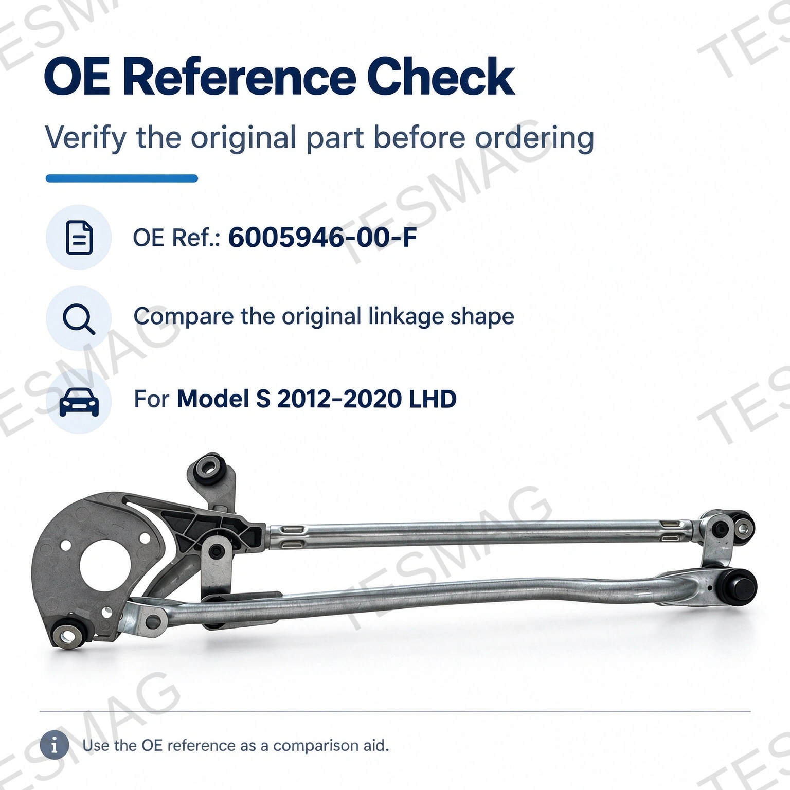 Front Wiper Linkage Only for Tesla Model S 2012–2020 LHD | 6005946-00-F