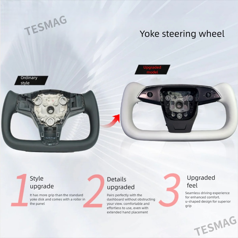 Yoke Nappa Leather Steering Wheel for Tesla Model Y Juniper 2025+ / Model 3 Highland 2024+