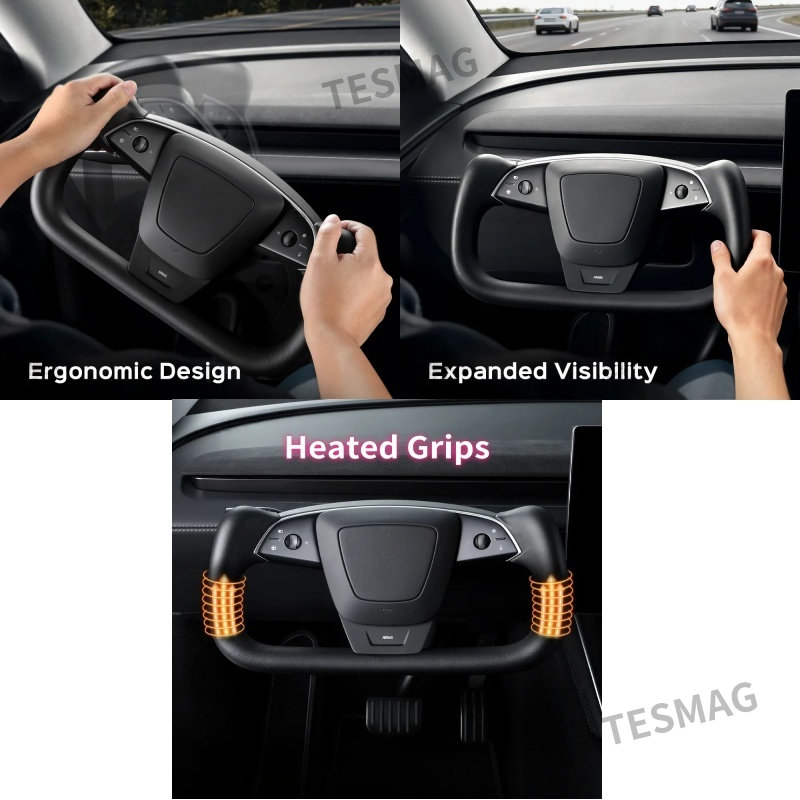 Yoke Nappa Leather Steering Wheel for Tesla Model Y Juniper 2025+ / Model 3 Highland 2024+