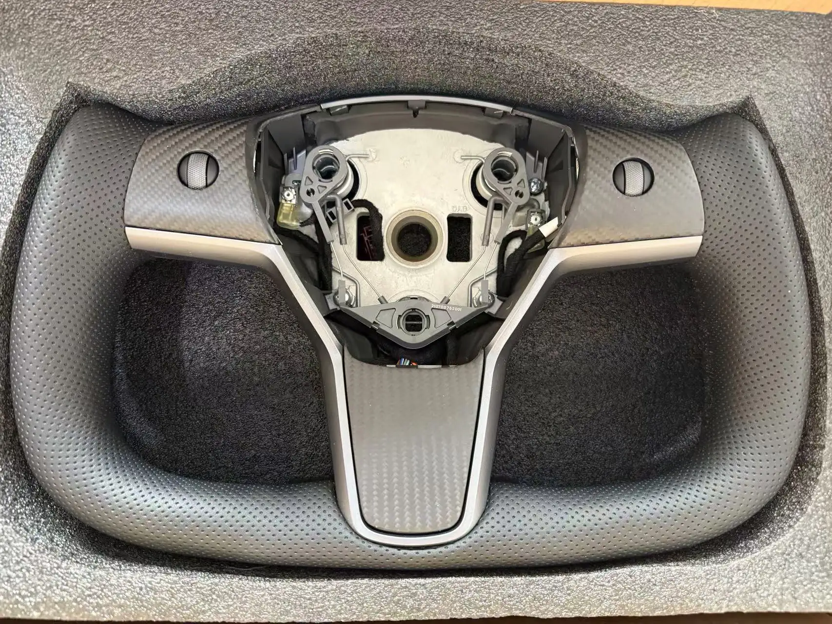 Sporty Perforated Leather Yoke Steering Wheel for Model 3/Y