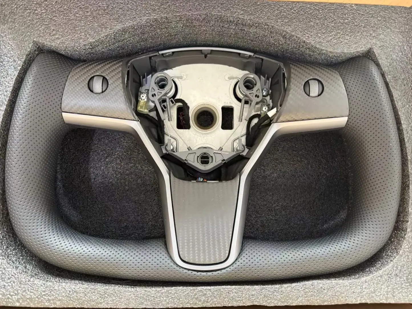 Sporty Perforated Leather Yoke Steering Wheel for Model 3/Y
