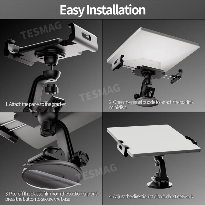  Starlink Mini Suction Cup Mount with Full 360° Adjustable Rotation