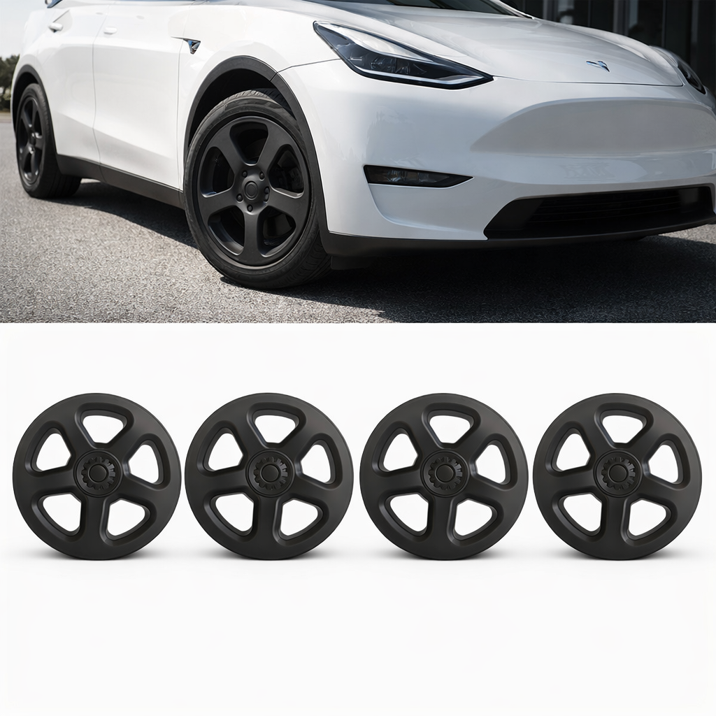 19" Wheel Covers Hubcaps for Tesla Model Y Juniper 2025+ – Matte Black Rims Protector