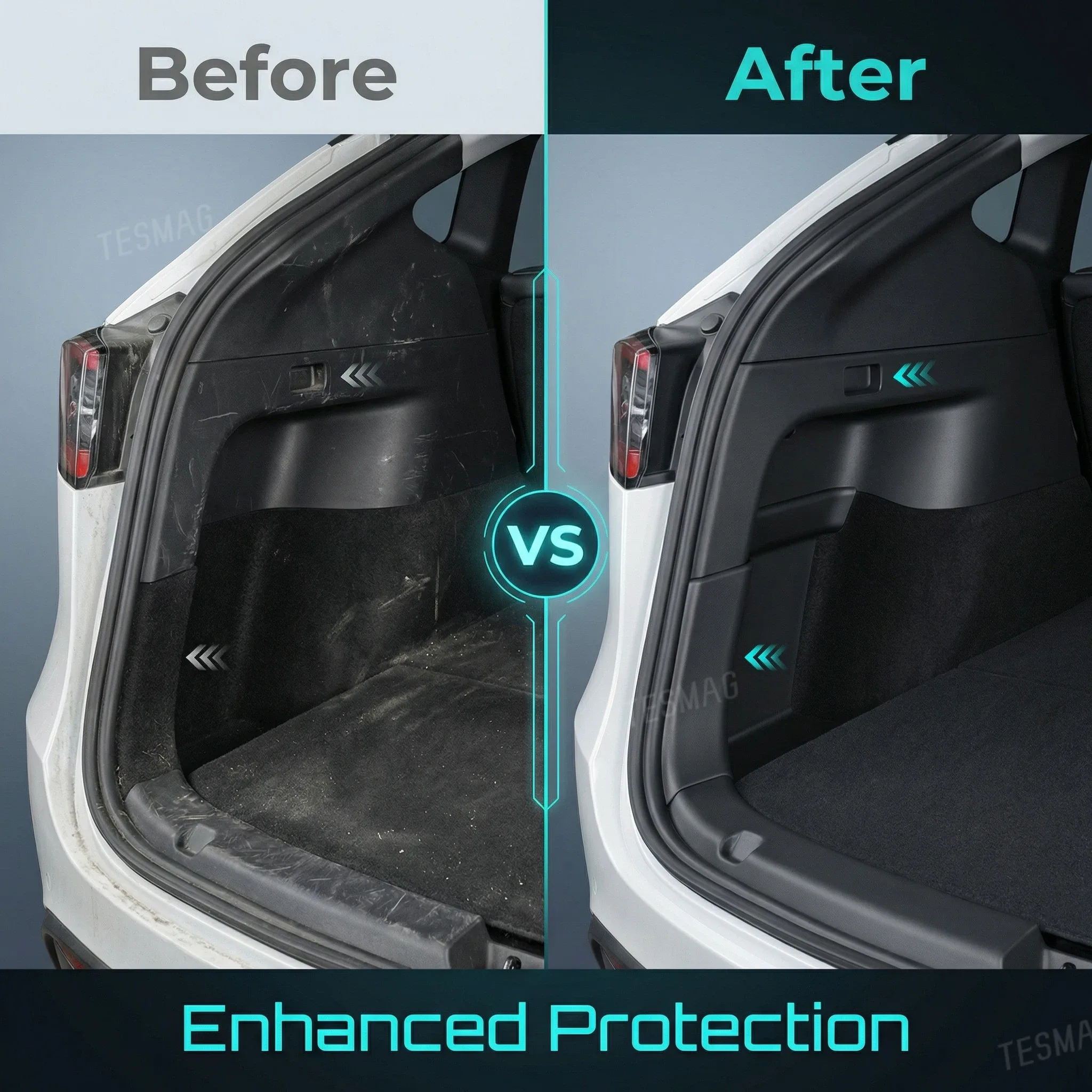 2023 Tesla Model Y Rear Trunk Side Protection Panels (2-Piece Set) - Custom Molded