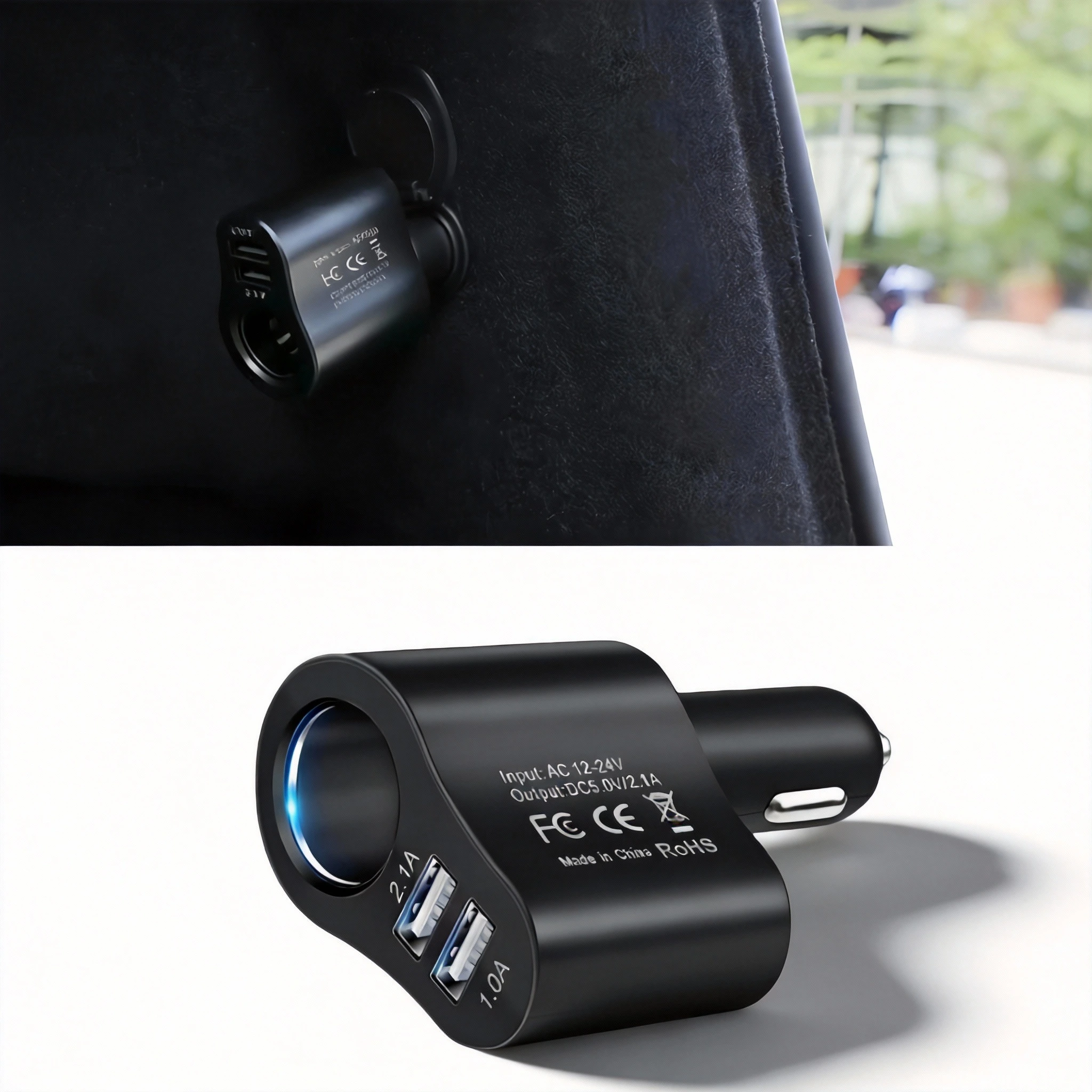 3-in-1 USB Car Charger Adapter Cigarette Lighter 120W Fast Charging for Tesla