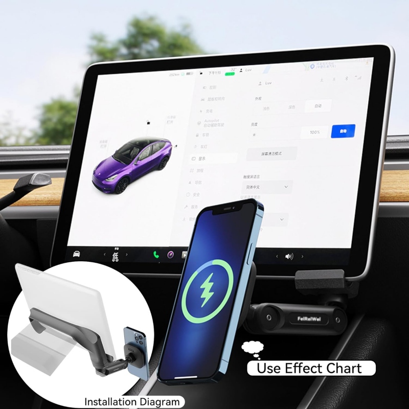 Adjustable Magnetic Wireless Car Charger Holder For Tesla Model 3/Y